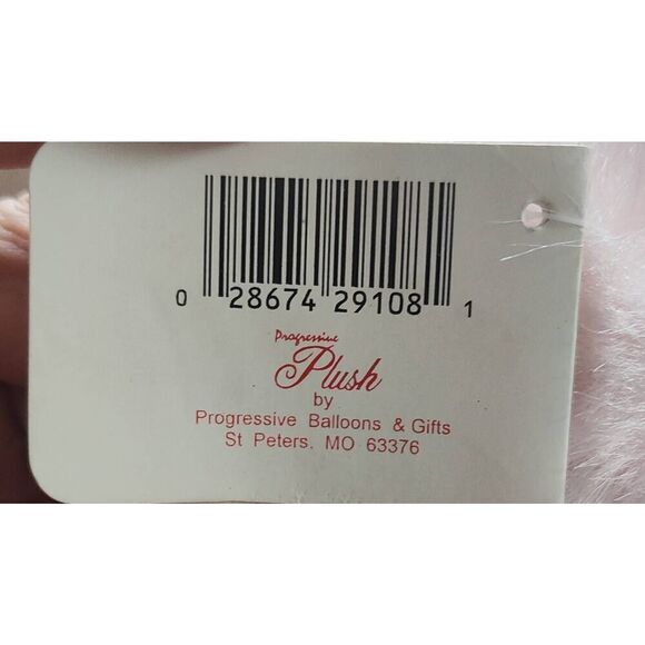 Vintage Progressive Plush Teddy Bear Soft Pink Bow 13" Stuffed Animal Toy origin - Picture 10 of 13